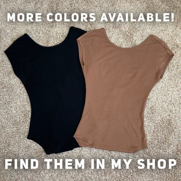 Forever 21 Low Scoop Back Short Sleeve Bodysuit Dusty Pink Brown Mauve NWOT XS - Picture 16 of 16